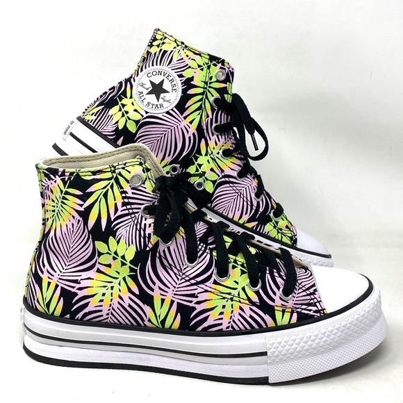 Converse Ctas Lift Platform Shoes Women Kids Pink Black Canvas High Top A01201C - Picture 1 of 10